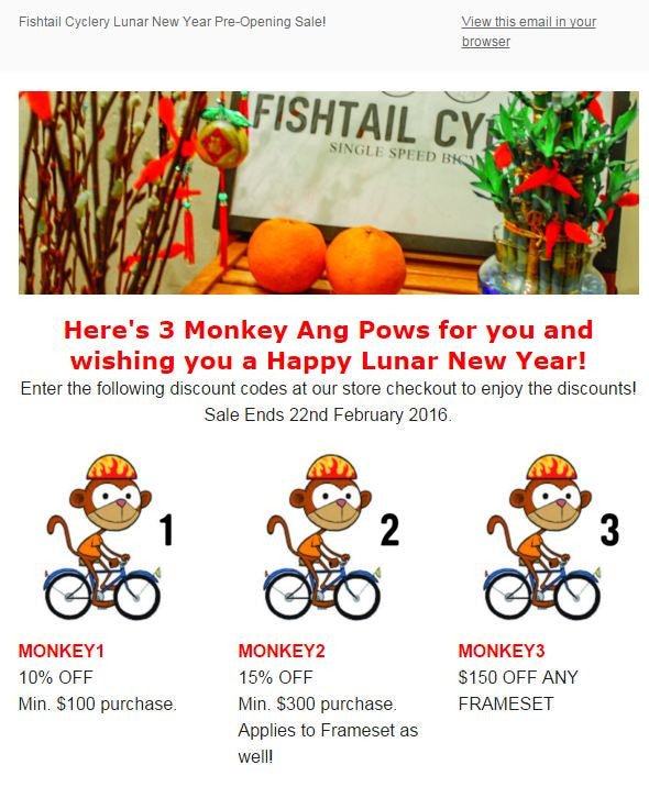 Lunar New Year Sale/ Pre-opening Special - FISHTAIL CYCLERY