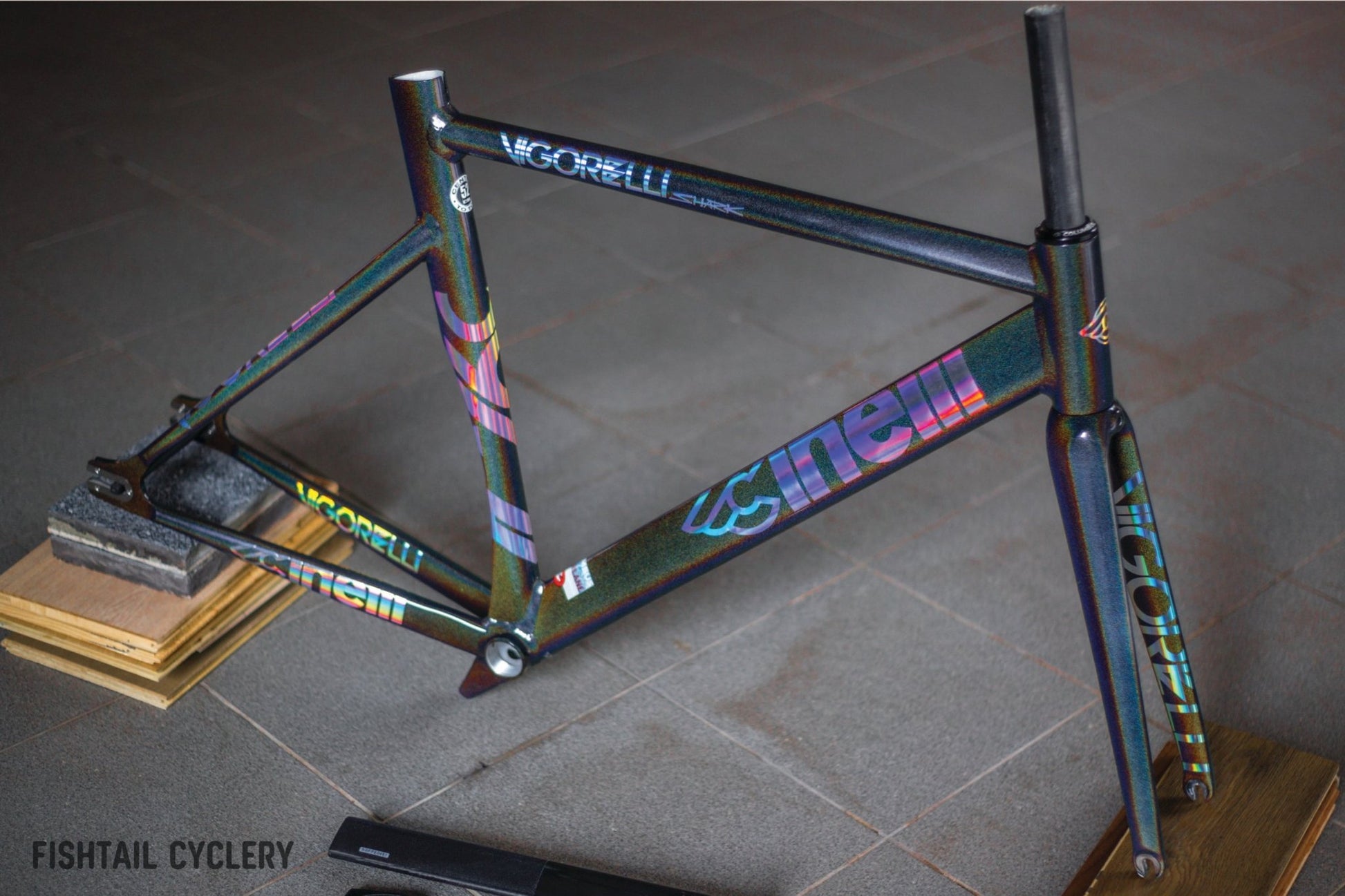 Cinelli - CINELLI Vigorelli Shark Black Frameset - Limited Edition - FISHTAIL CYCLERY